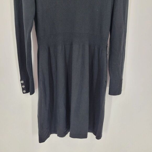 Vintage 90s WHBM Cowl Neck Long Sleeve Ribbed Knit Sweater Dress XL Black - Picture 10 of 10